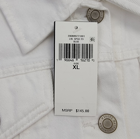 Polo Ralph Lauren Woman’s White Denim Trucker Jacket Size XL New - Picture 4 of 9